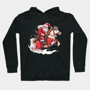 Merry Christmas Santa Claus Riding Red Horse Hoodie